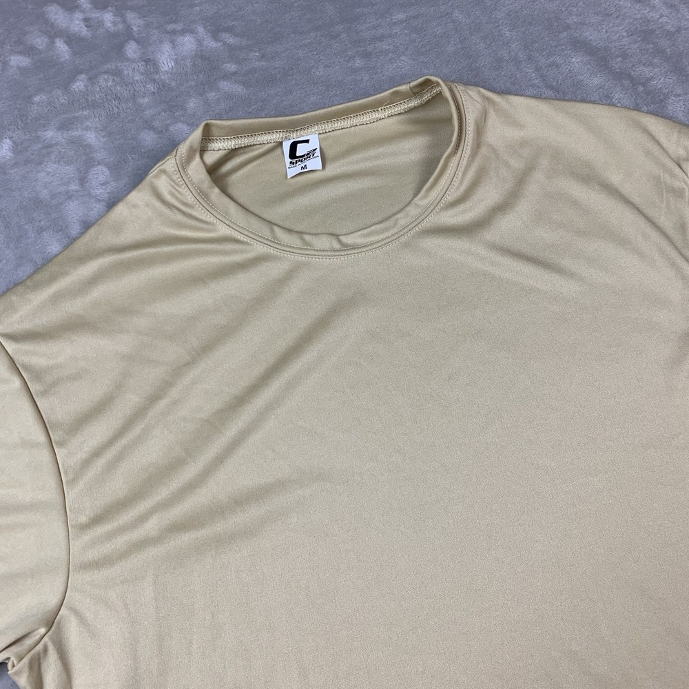 New C2 Sport T Shirt Mens Medium Gold Short Sleeve Performance Polyester Sports